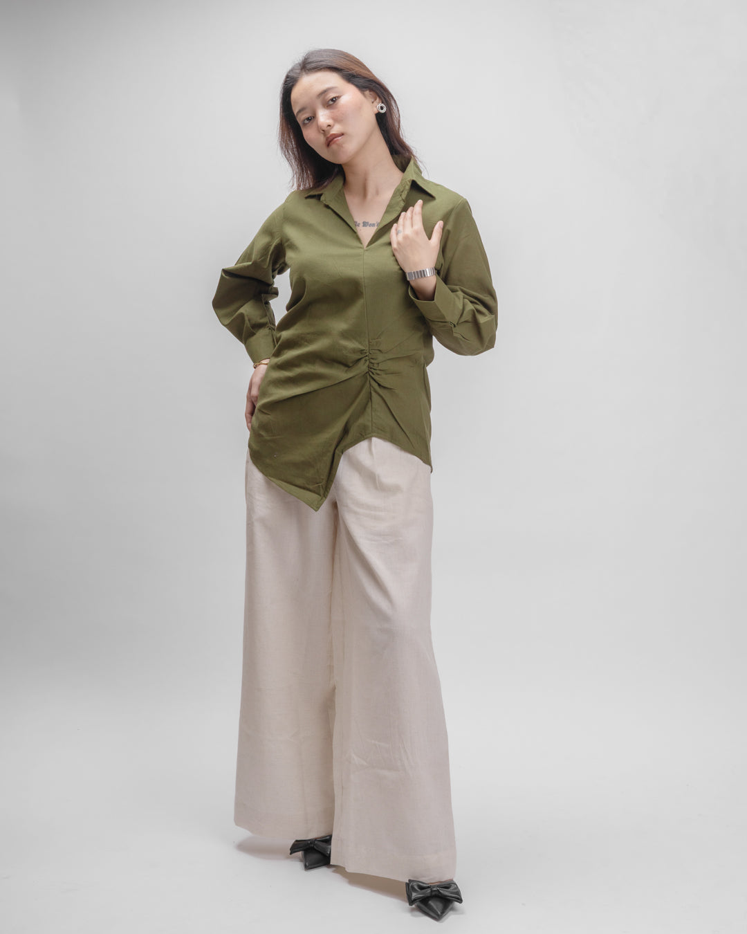 Olive Green Edge Cut Top