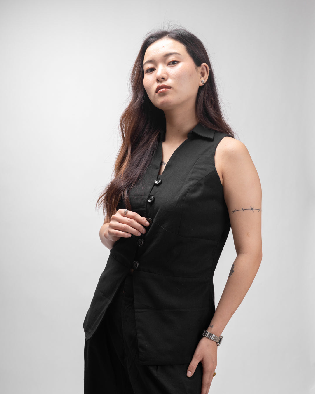 Black Muse Sleeveless Vest Co-ord Set