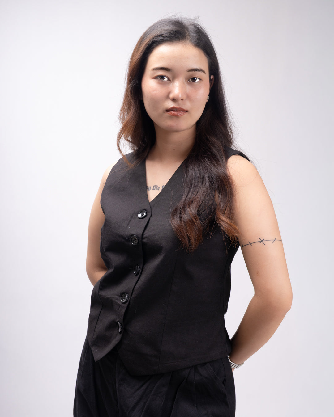 Noir Black Vest Co-ord Set