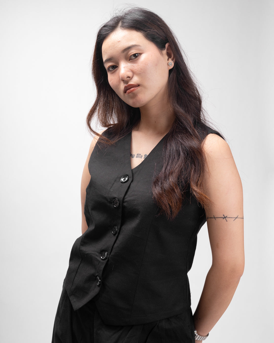 Noir Black Vest Co-ord Set