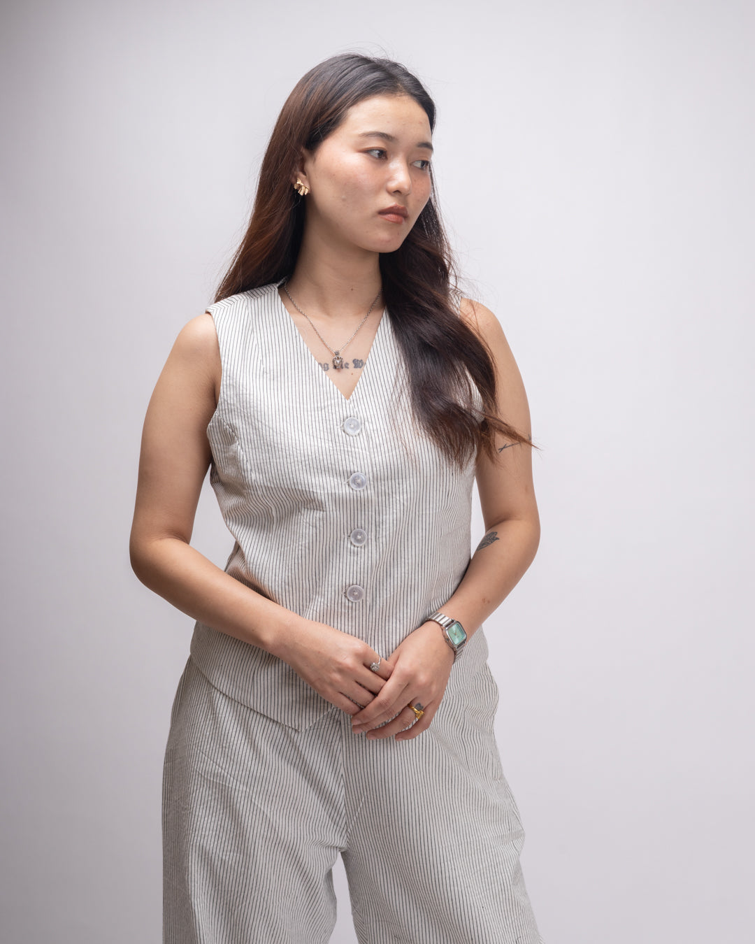 Noir White Stride Vest Co-ord Set