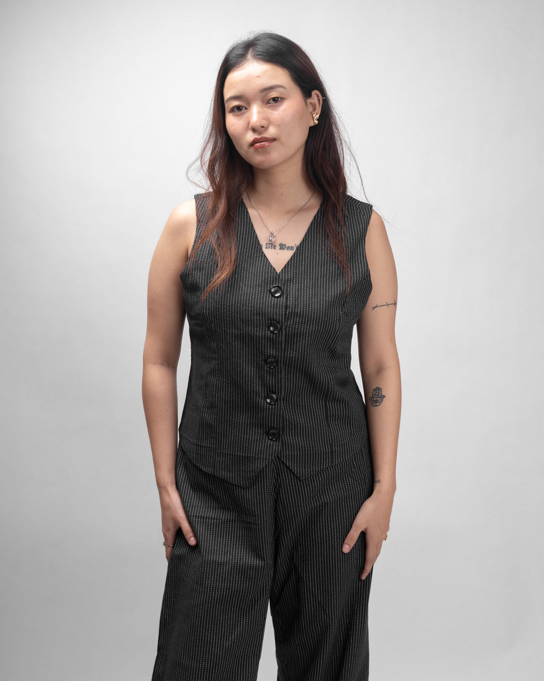 Noir Black Stride Vest Co-ord Set