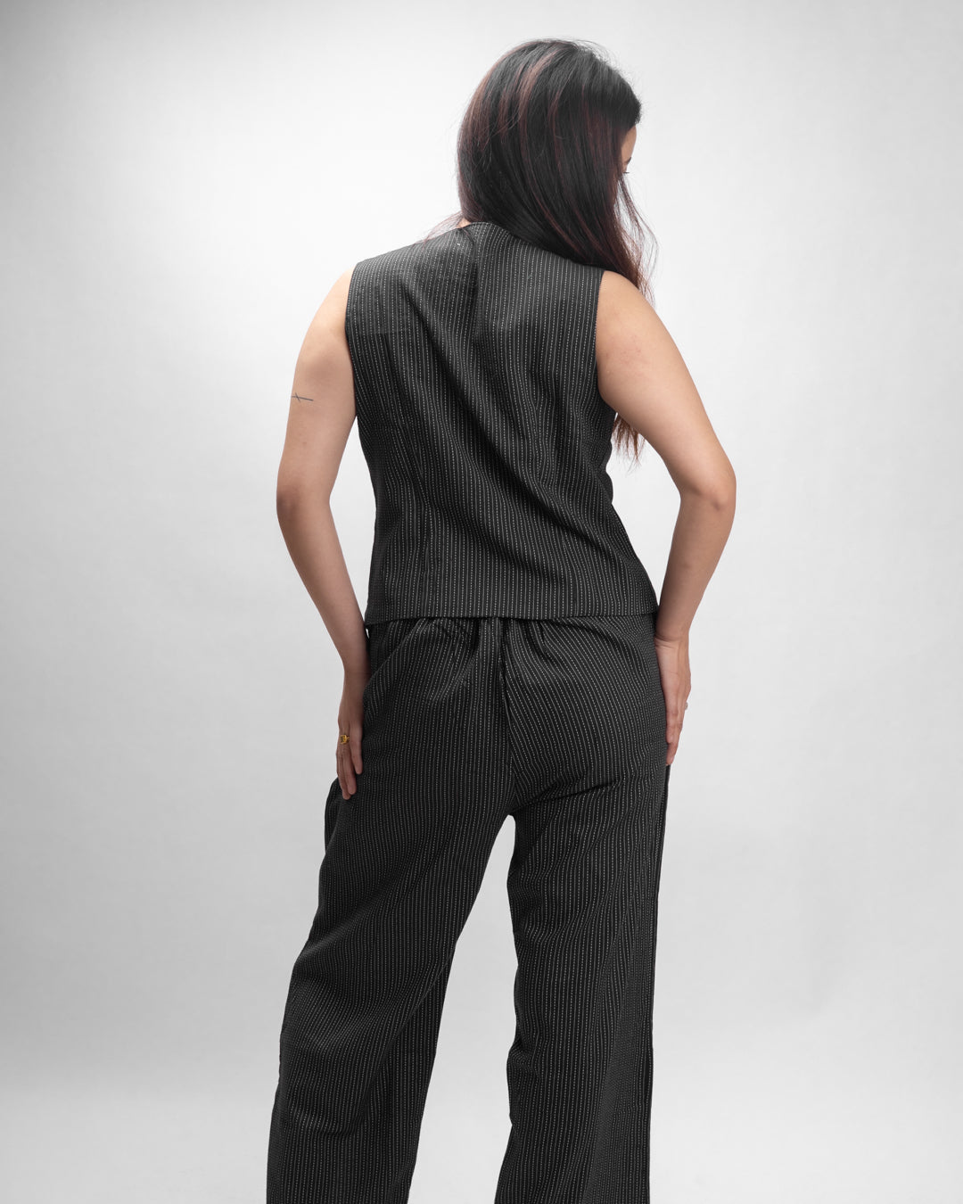 Noir Black Stride Vest Co-ord Set