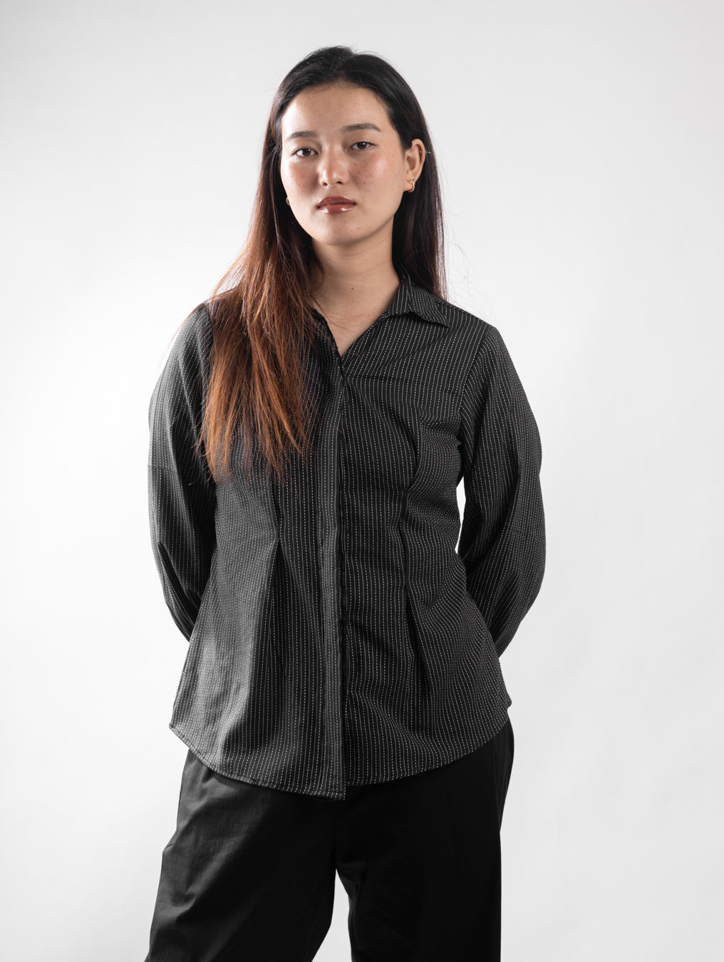 Classic Black Dash Pinstripe Tailored Shirt