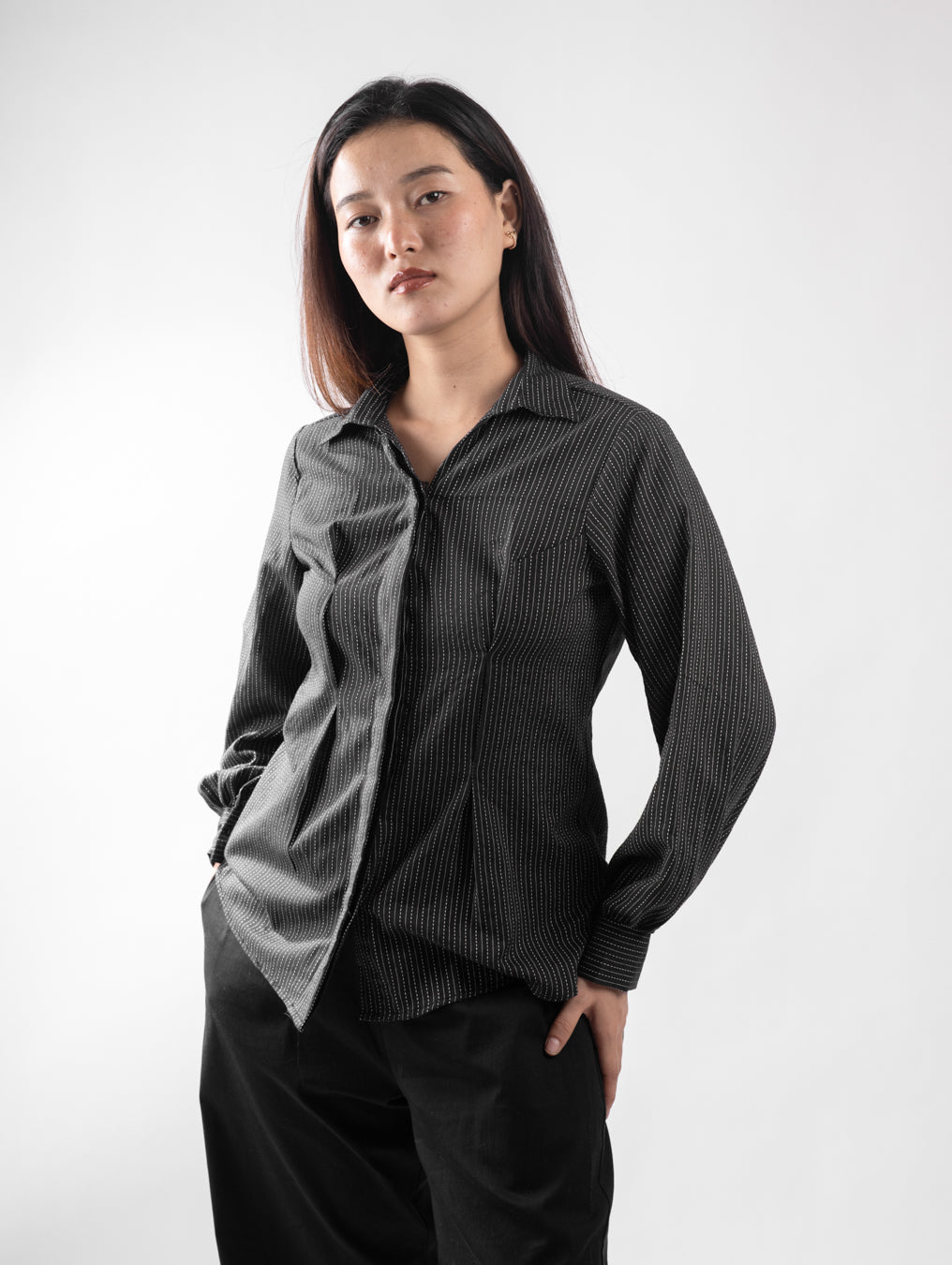 Classic Black Dash Pinstripe Tailored Shirt
