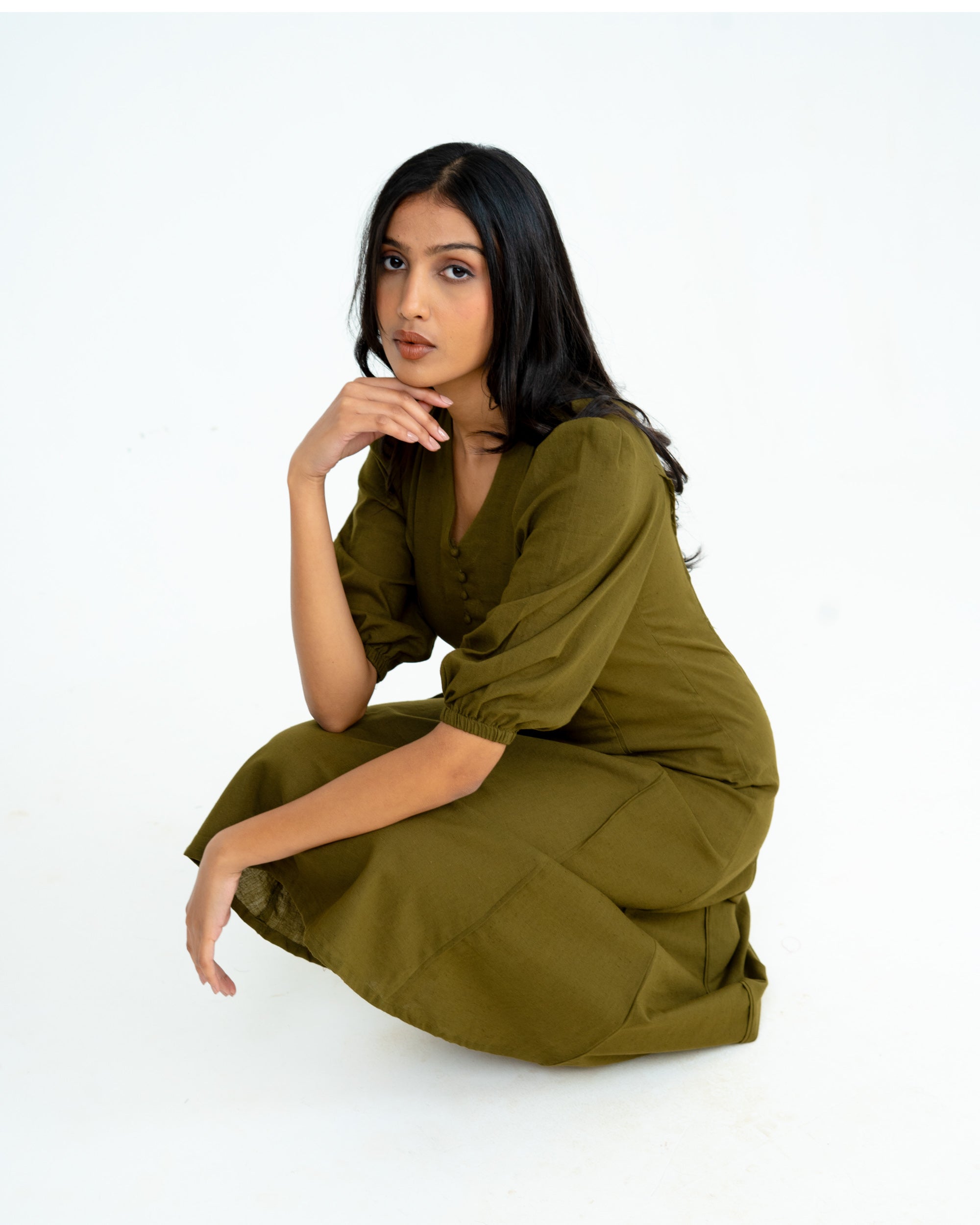 Elin Olive Green Dress