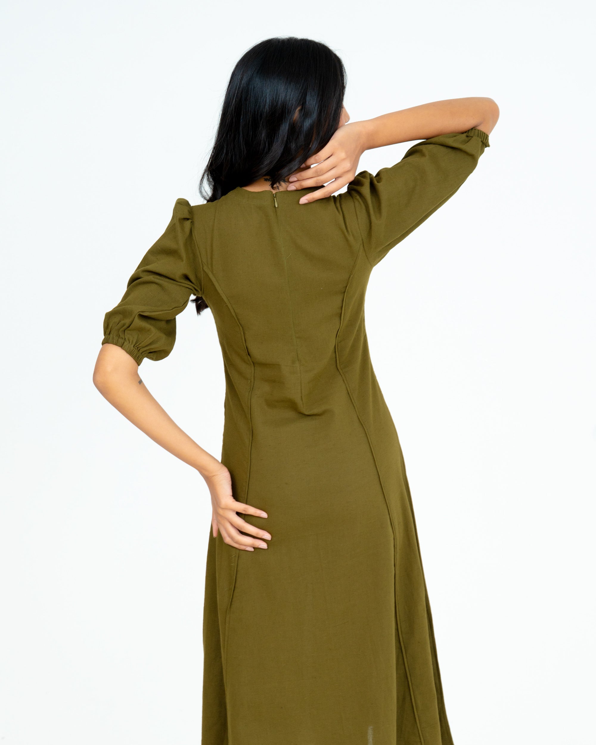 Elin Olive Green Dress