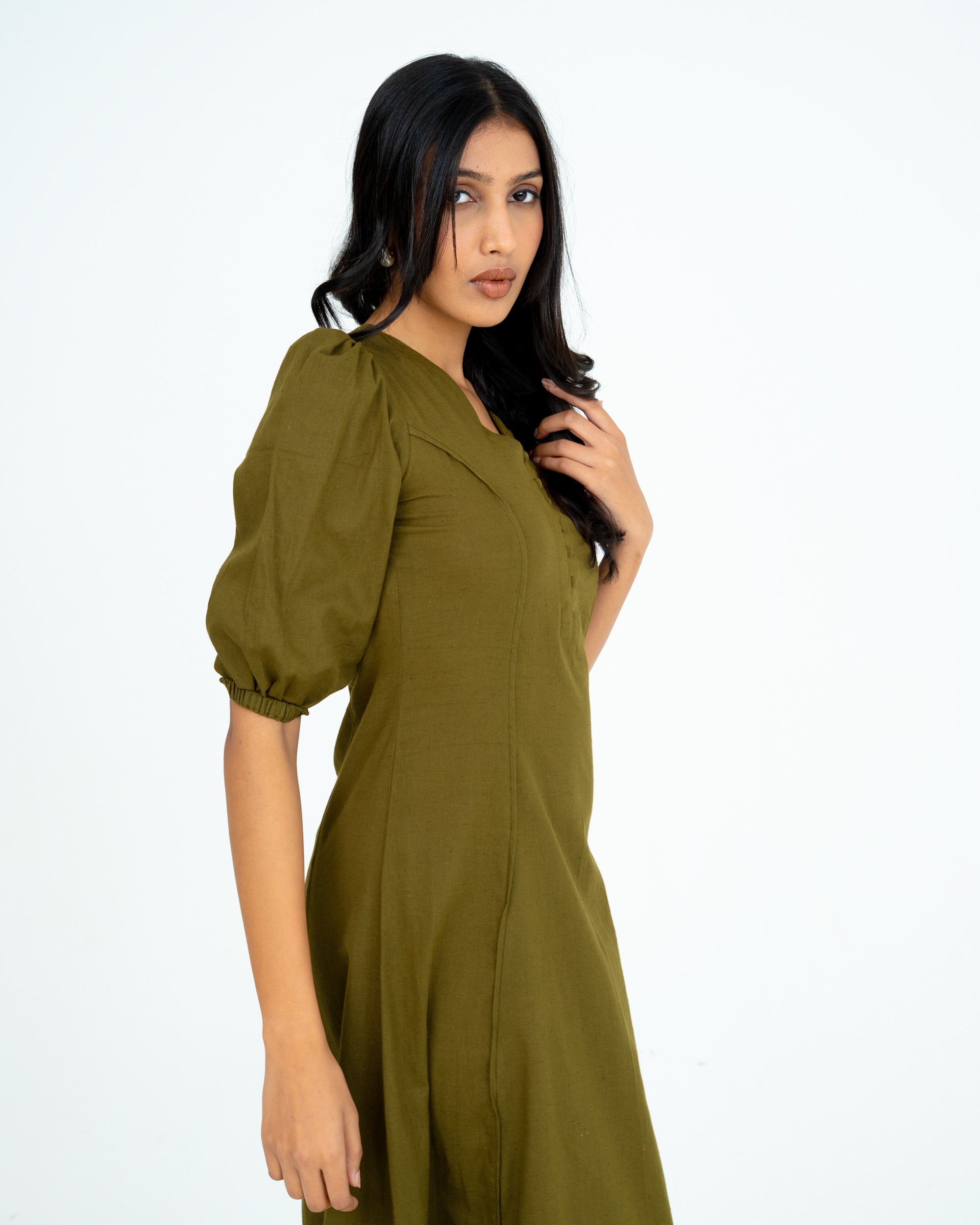 Elin Olive Green Dress