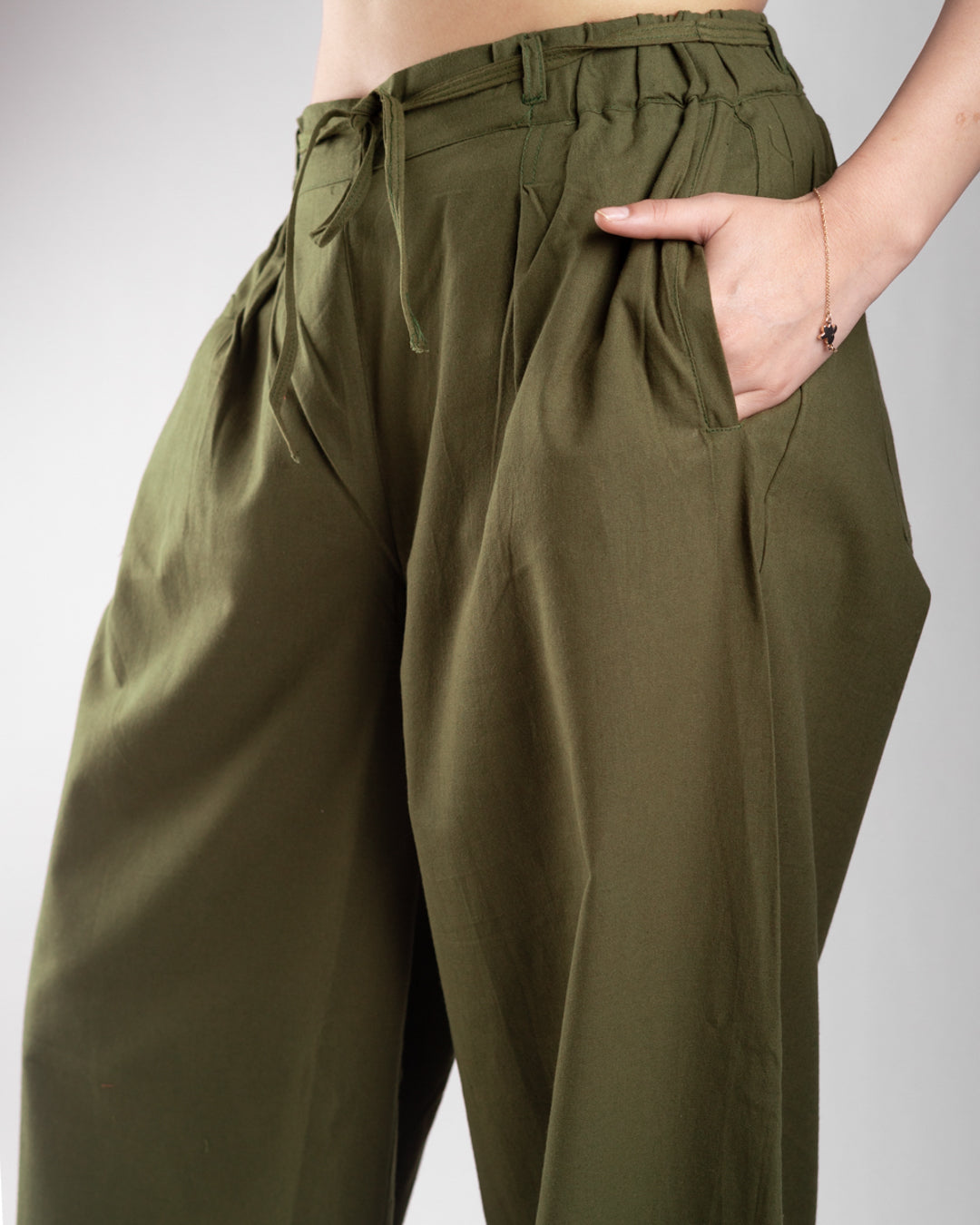 Orin Olive Green Drawstrings Pants
