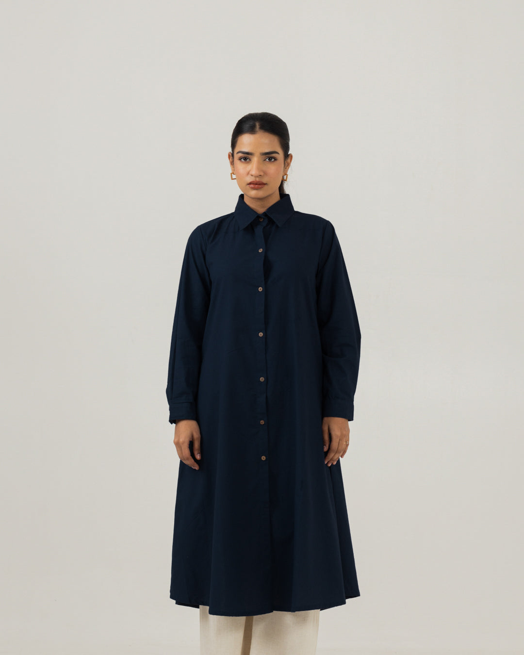 Dawn Mid Night Blue Front Open Shirt