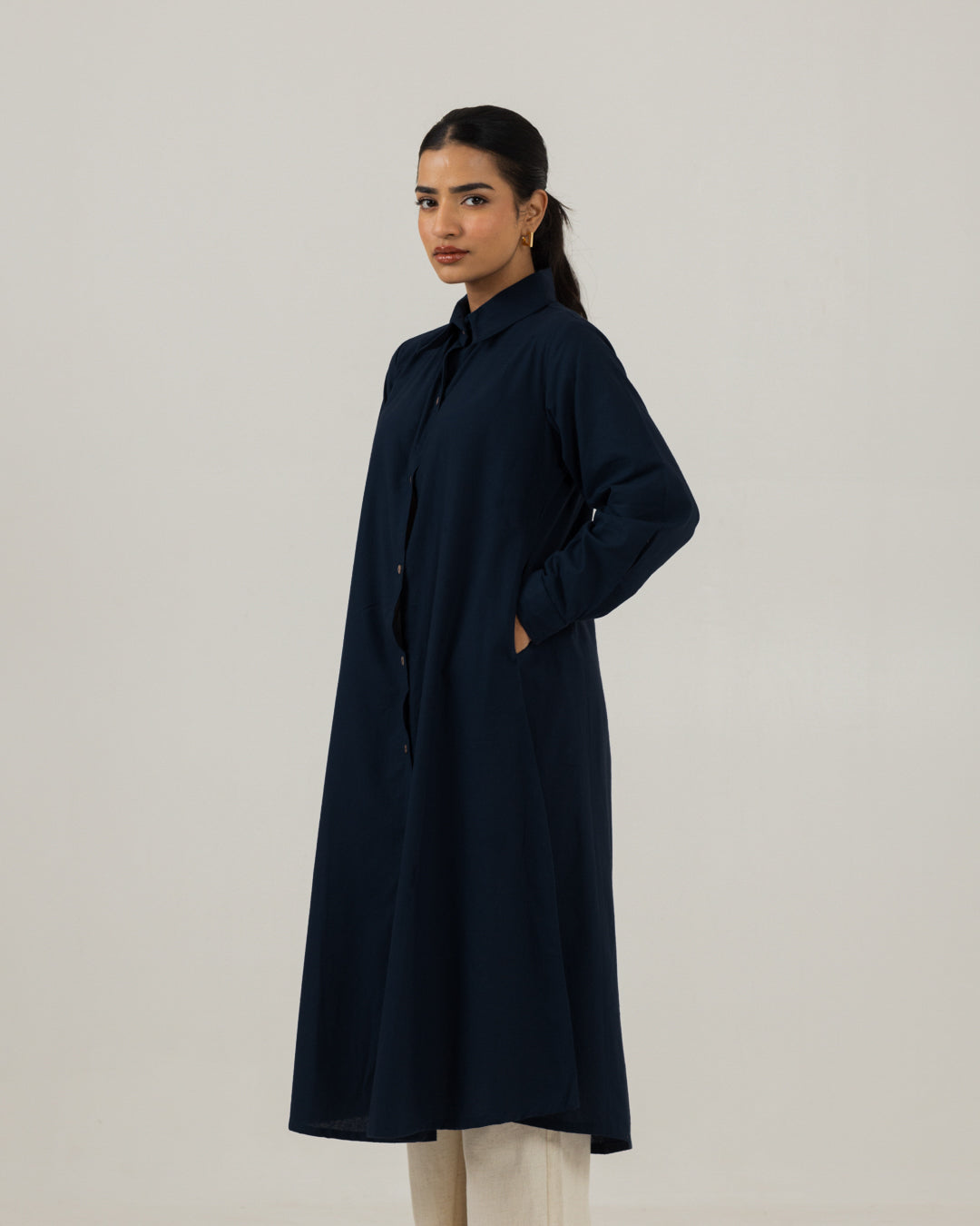 Dawn Mid Night Blue Front Open Shirt