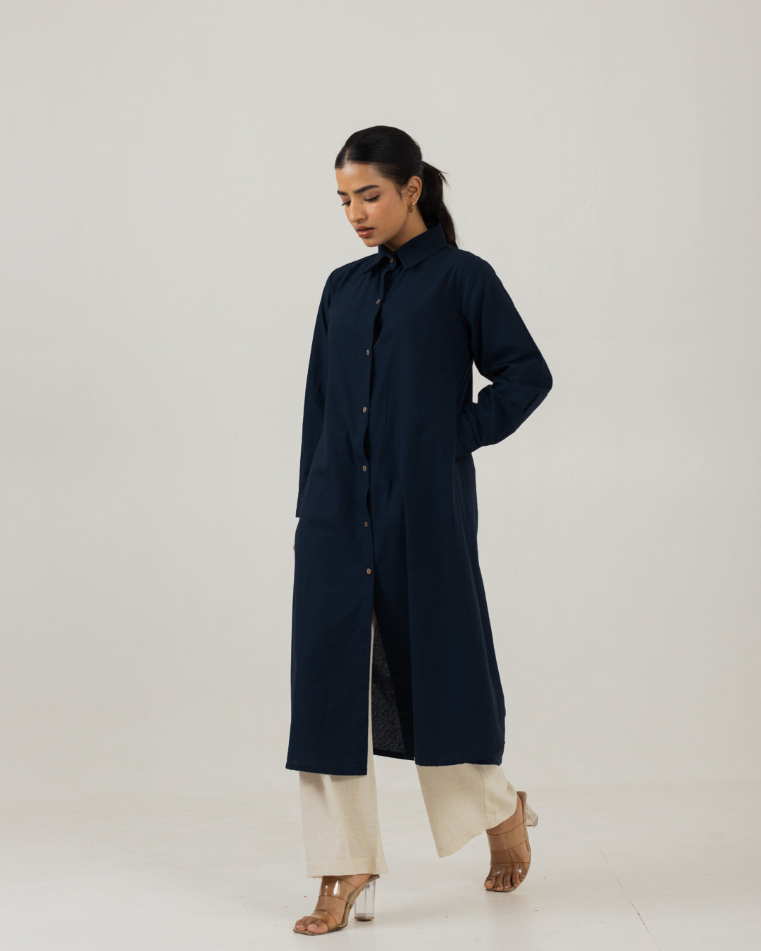 Dawn Mid Night Blue Front Open Shirt