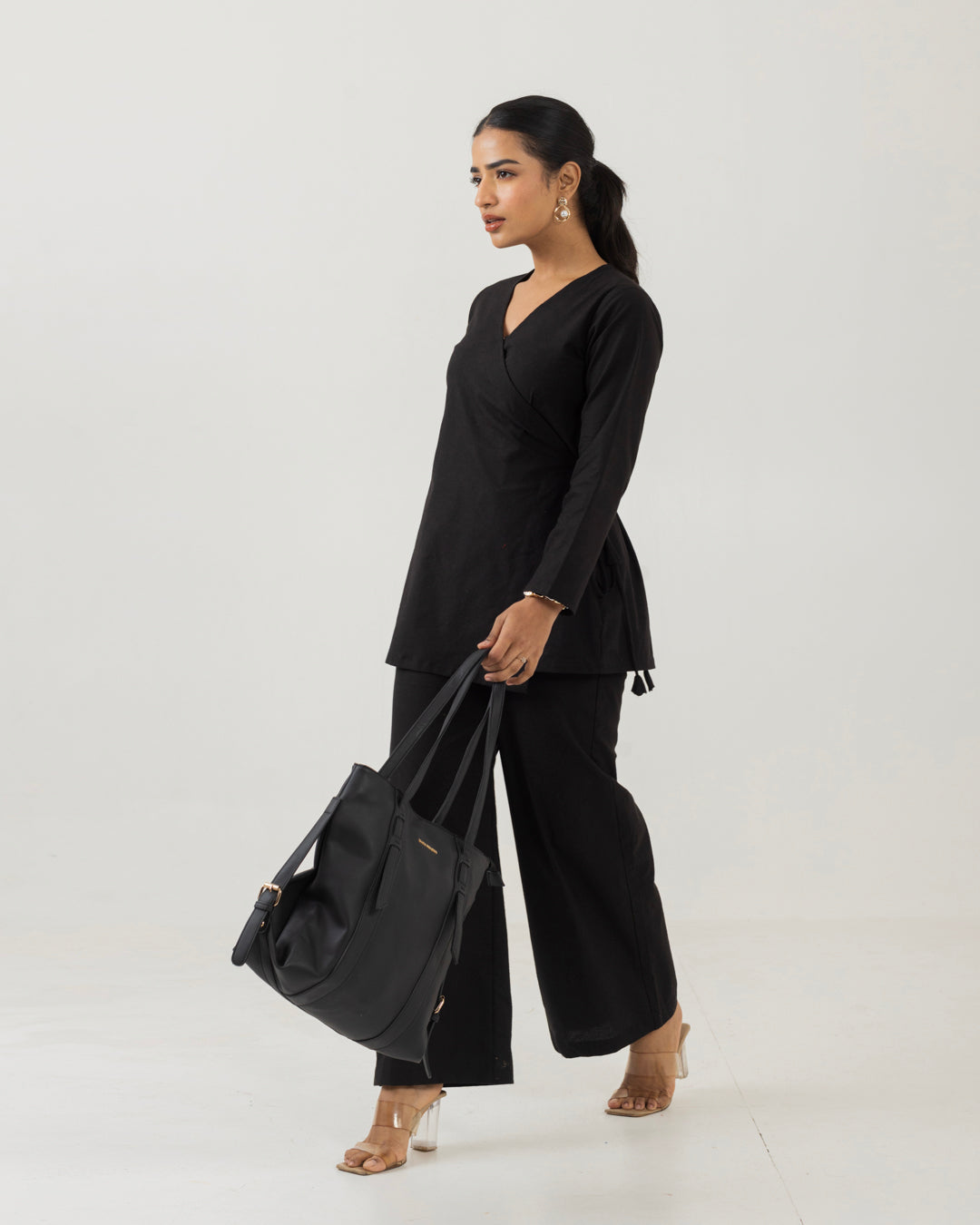 Nest Black Angarkha Top