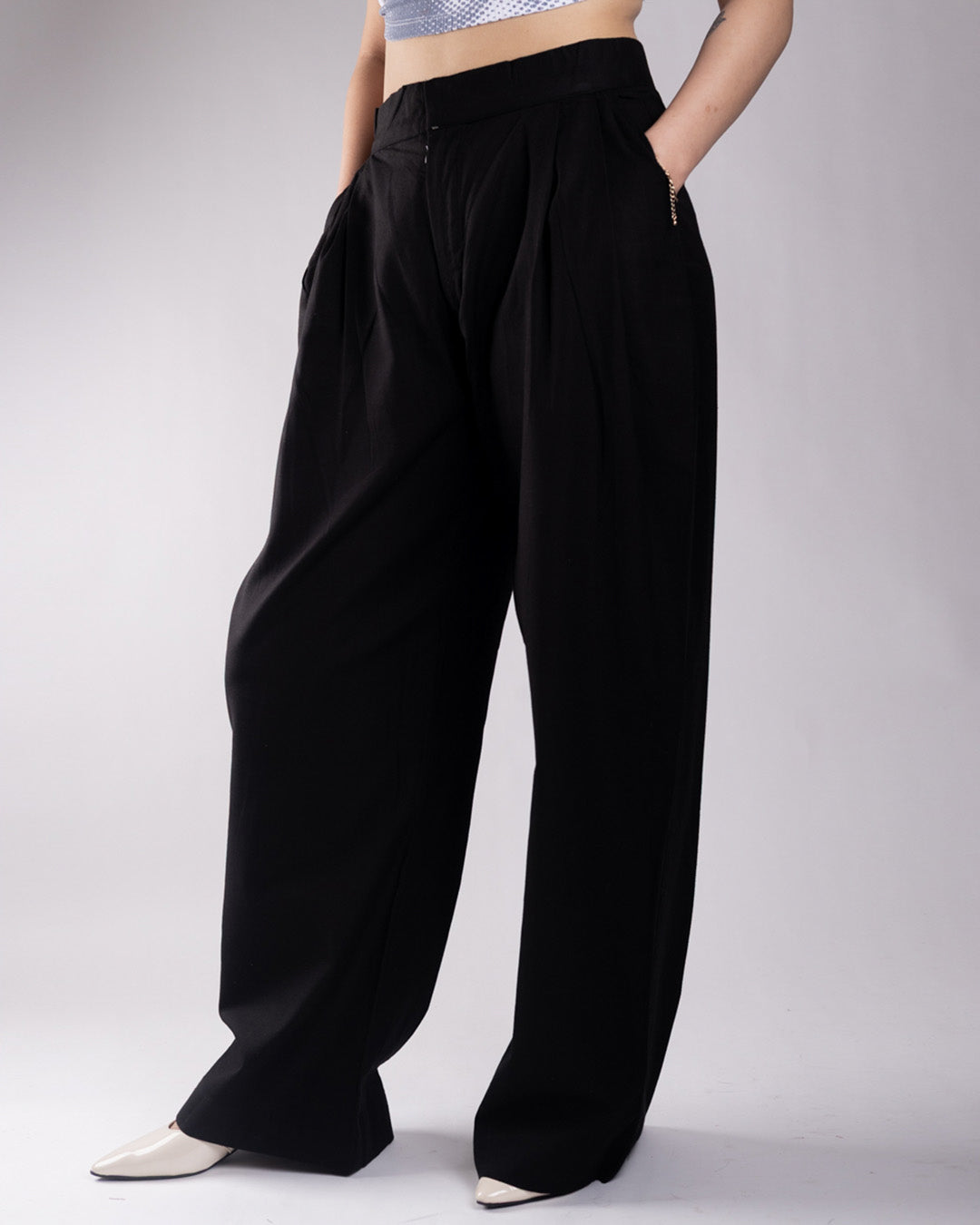 Veda Black Pleated Trouser