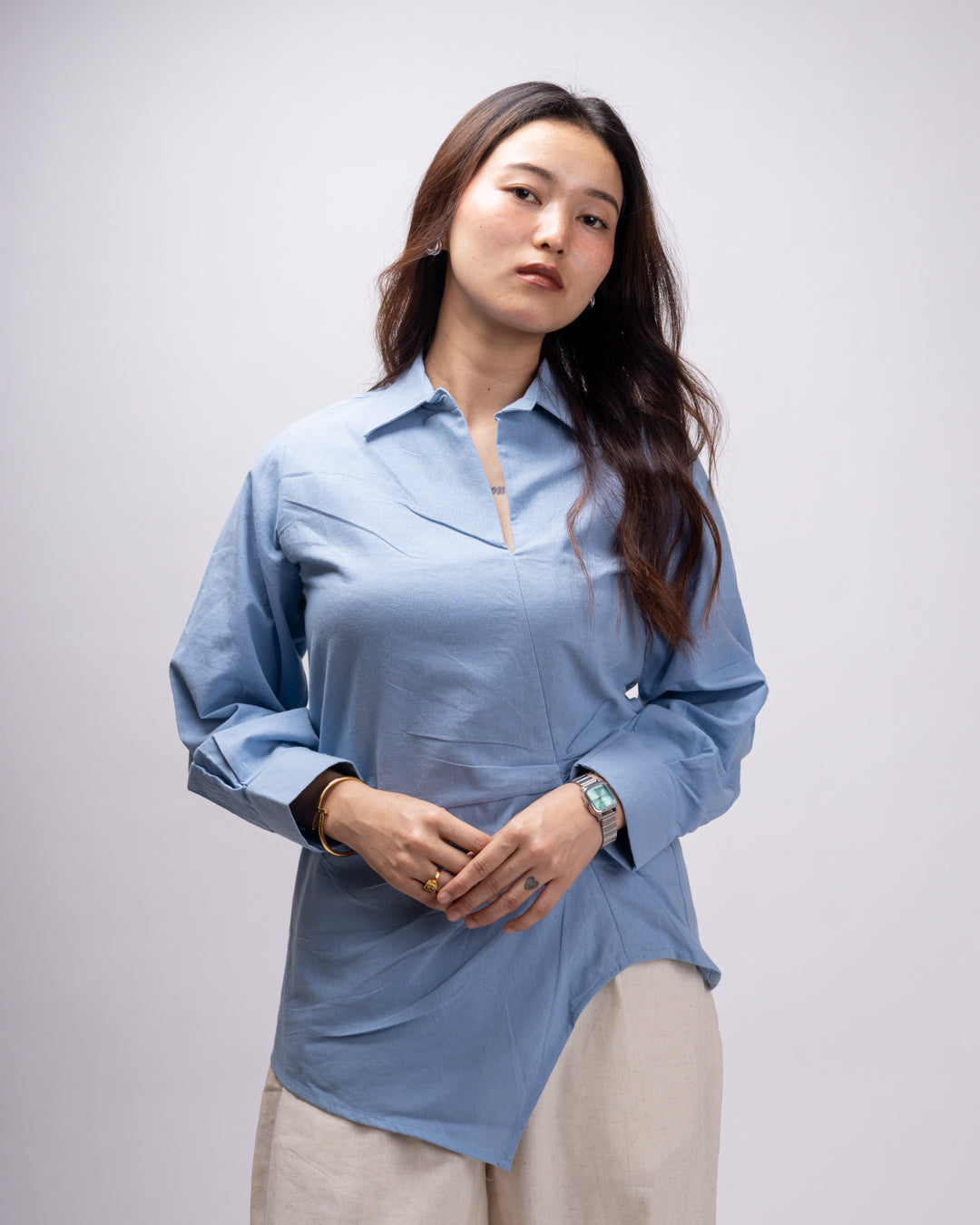 Sapphire Blue Edge Cut Top