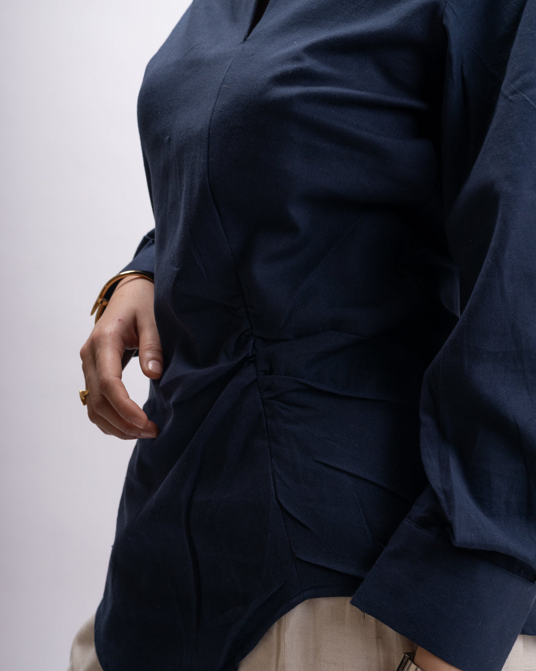 Navy Blue Edge Cut Top