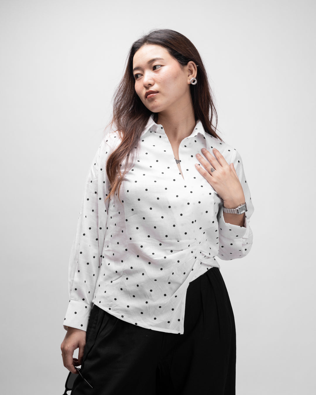 Polka Edge Cut Top