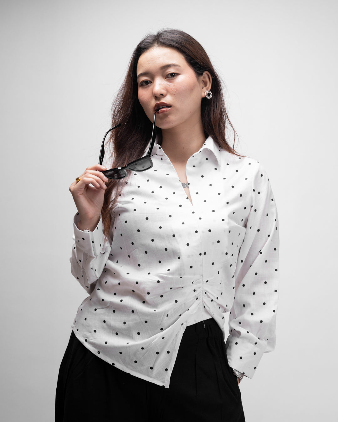 Polka Edge Cut Top