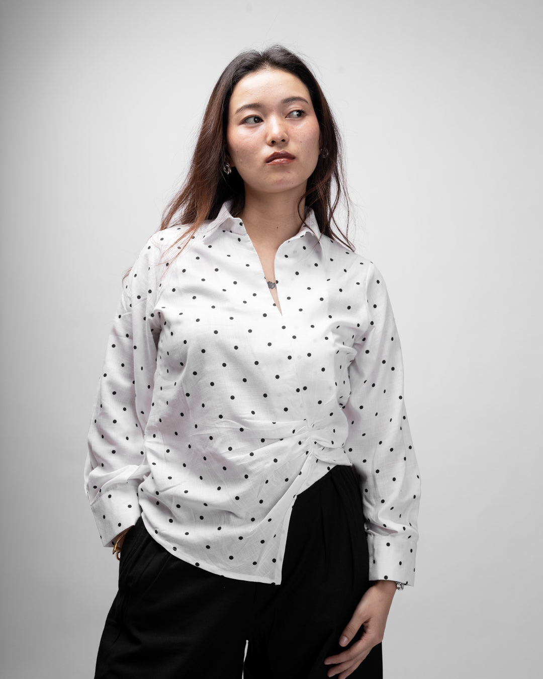 Polka Edge Cut Top