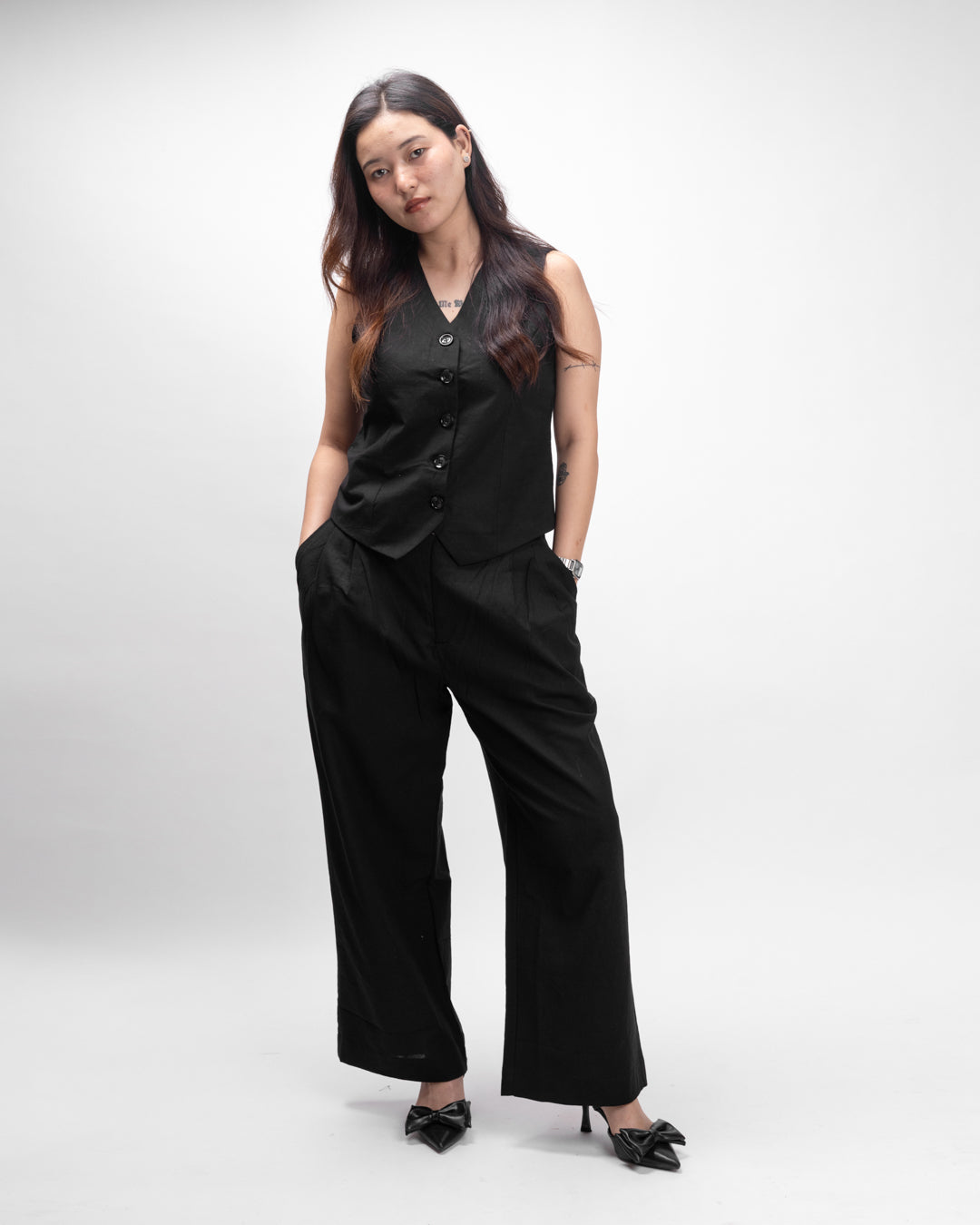 Noir Black Vest Co-ord Set