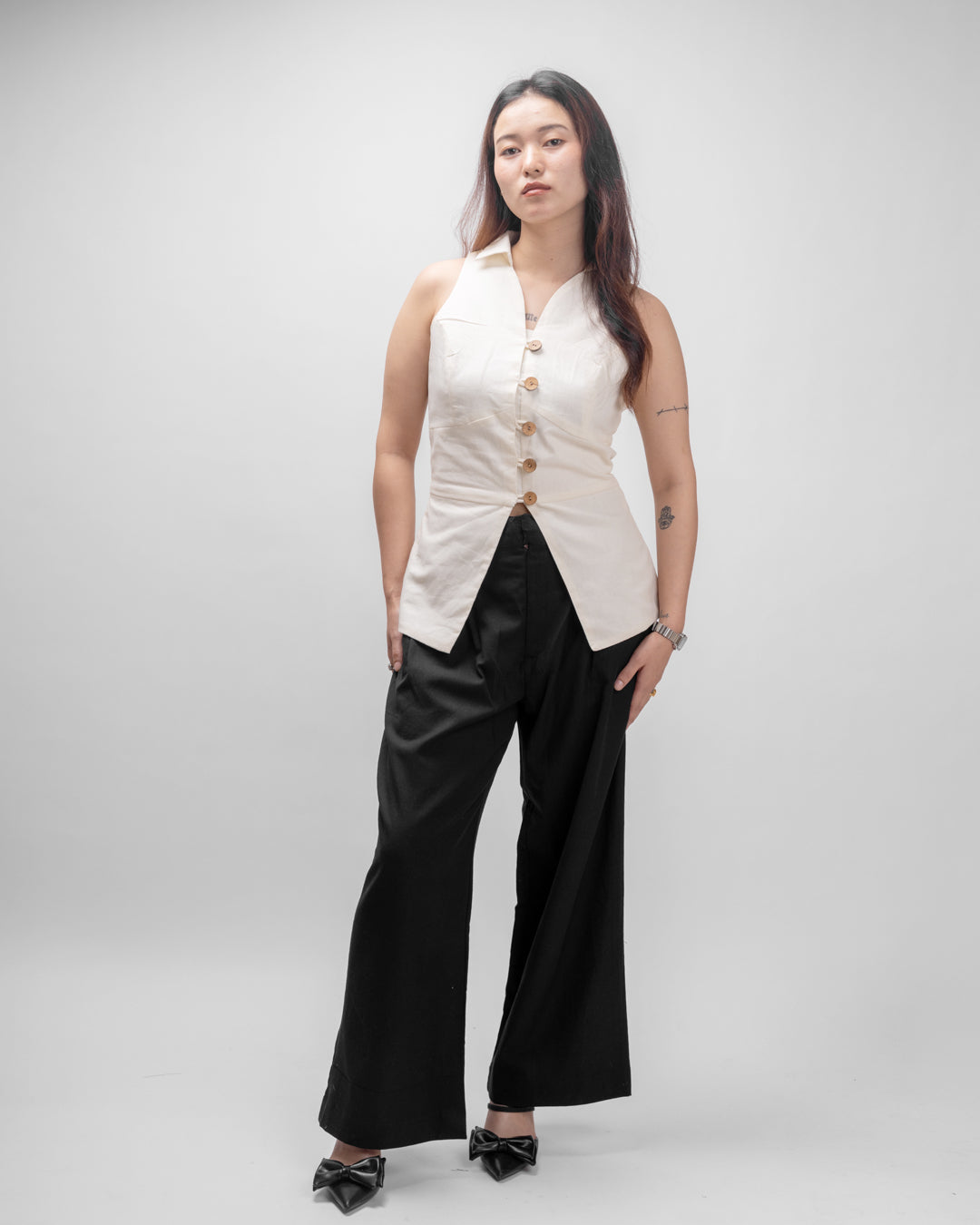 Ivory Muse Sleeveless Vest Co-ord Set