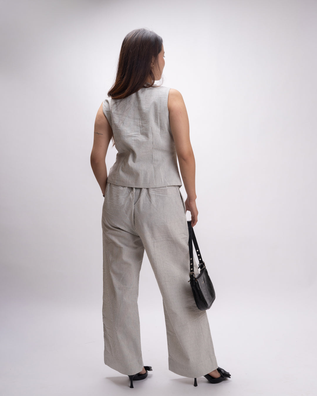 Noir White Stride Vest Co-ord Set