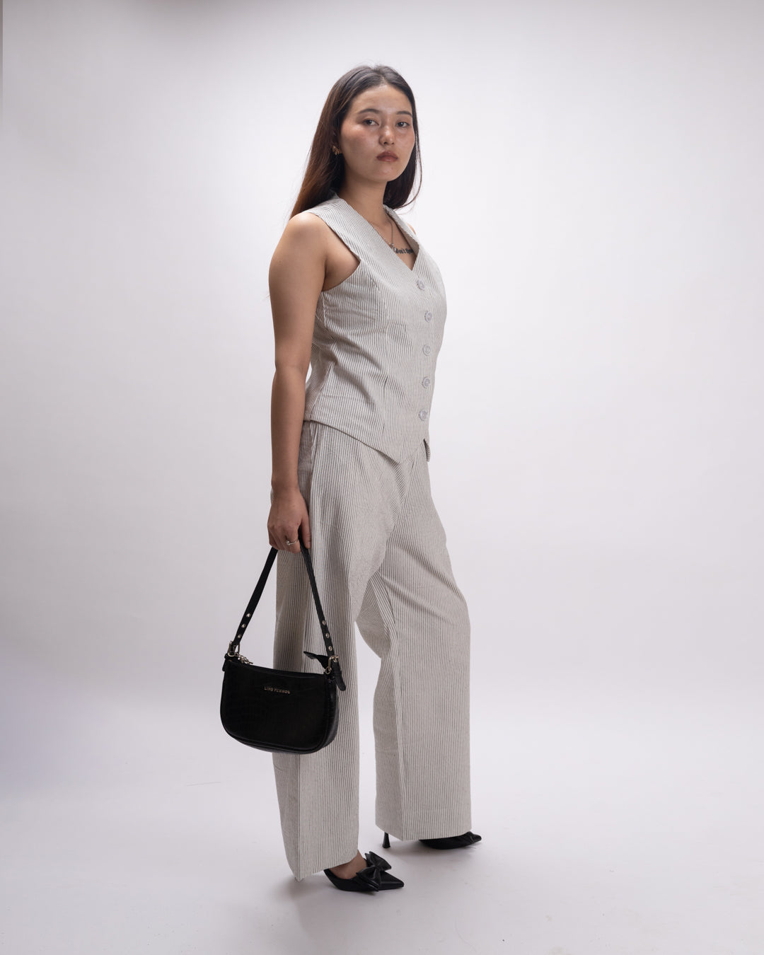 Noir White Stride Vest Co-ord Set