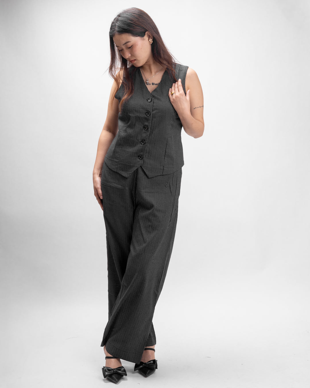 Noir Black Stride Vest Co-ord Set