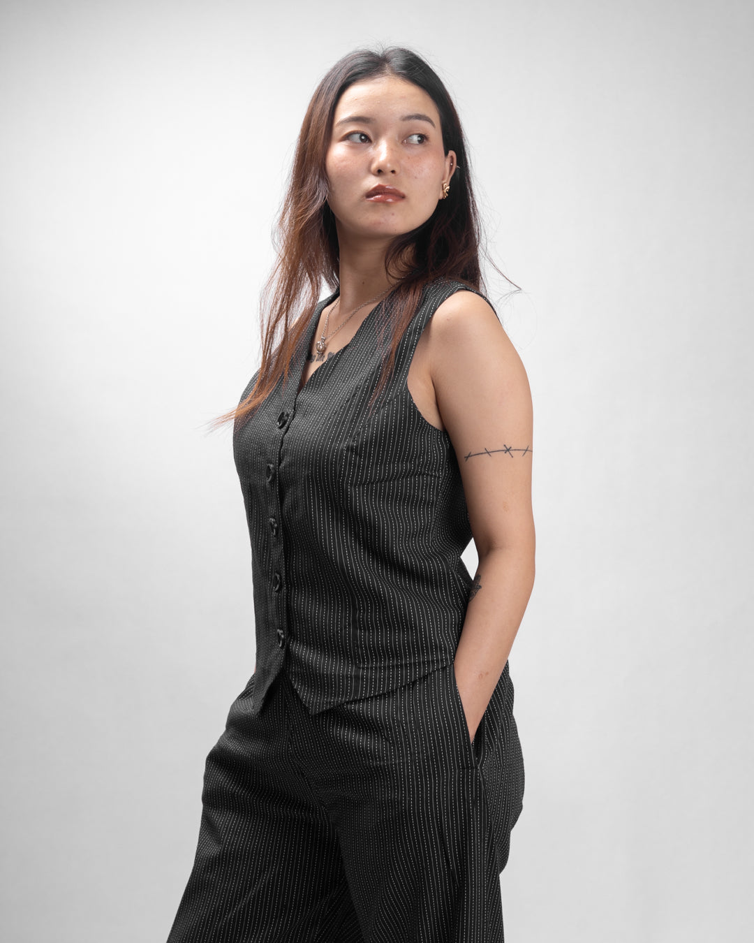 Noir Black Stride Vest Co-ord Set