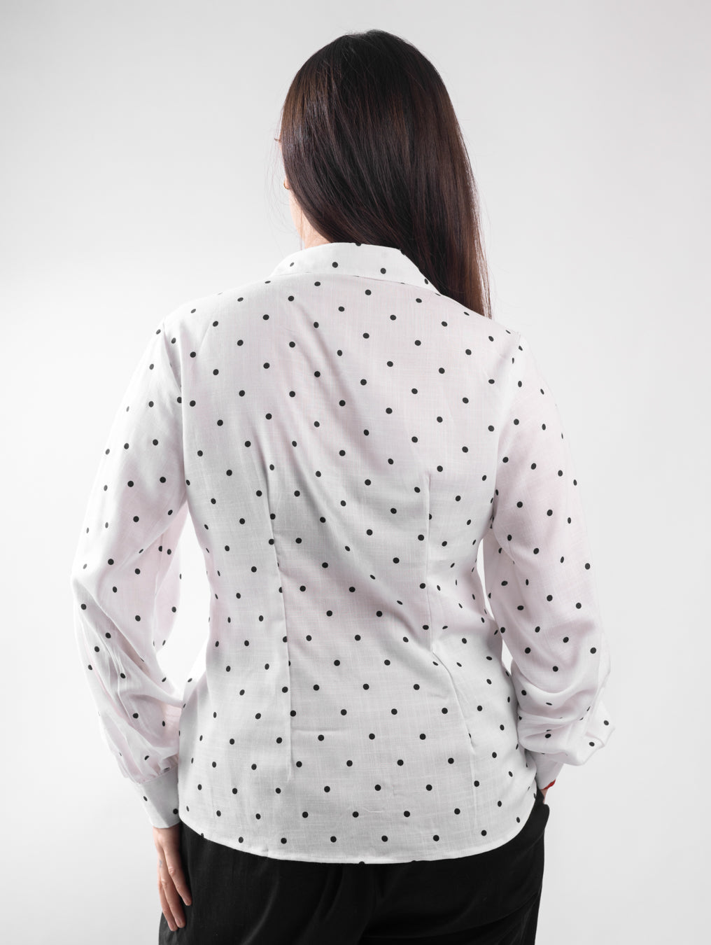 Classic White Polka Dot Tailored Shirt