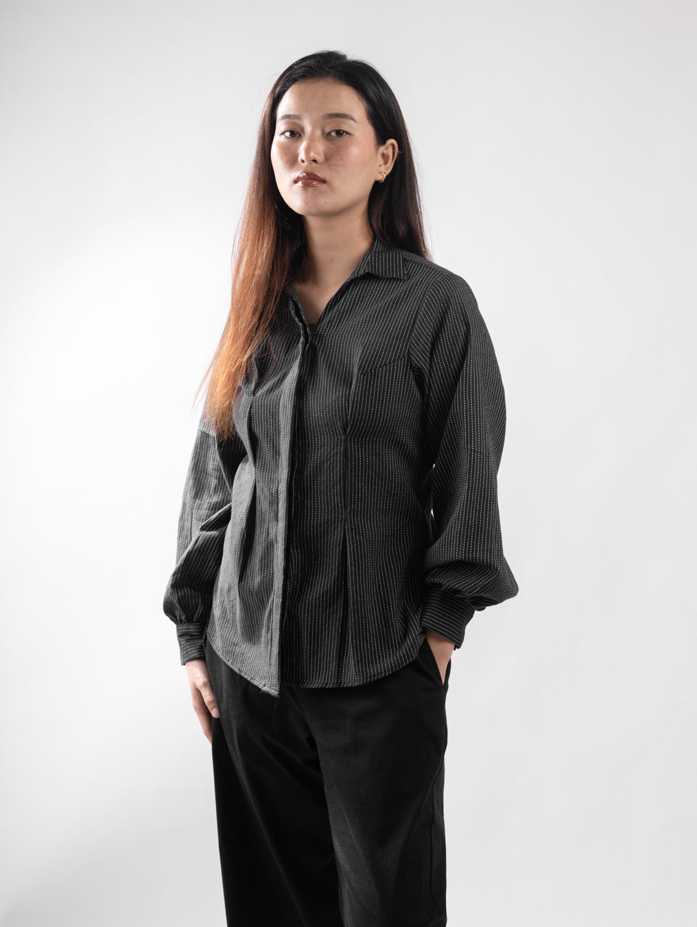 Classic Black Dash Pinstripe Tailored Shirt