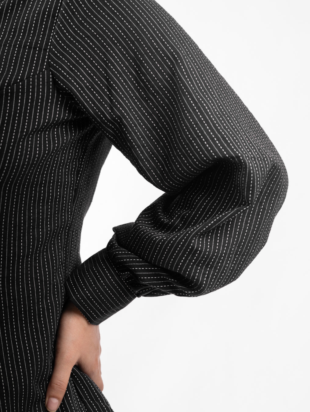 Classic Black Dash Pinstripe Tailored Shirt