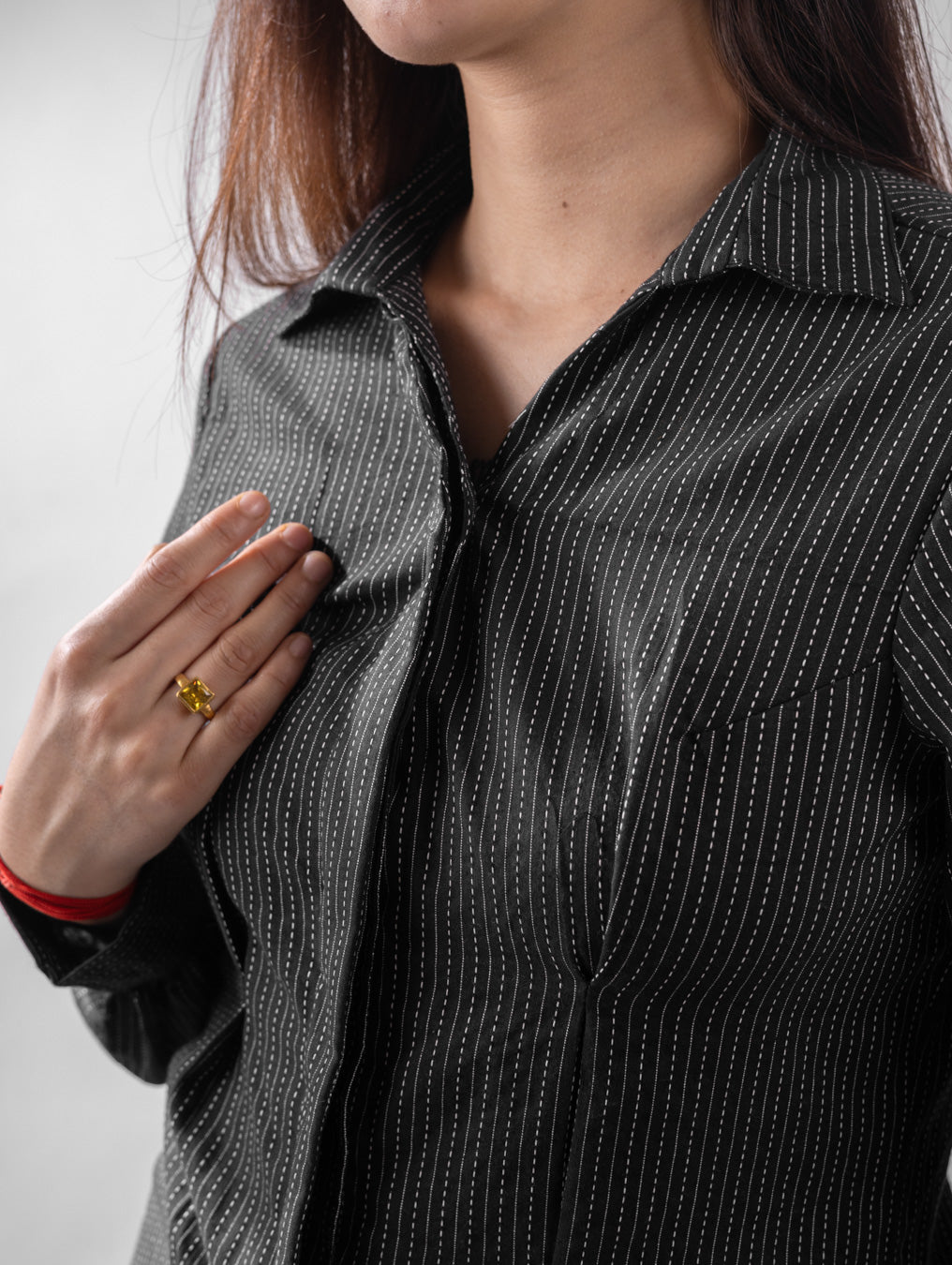 Classic Black Dash Pinstripe Tailored Shirt