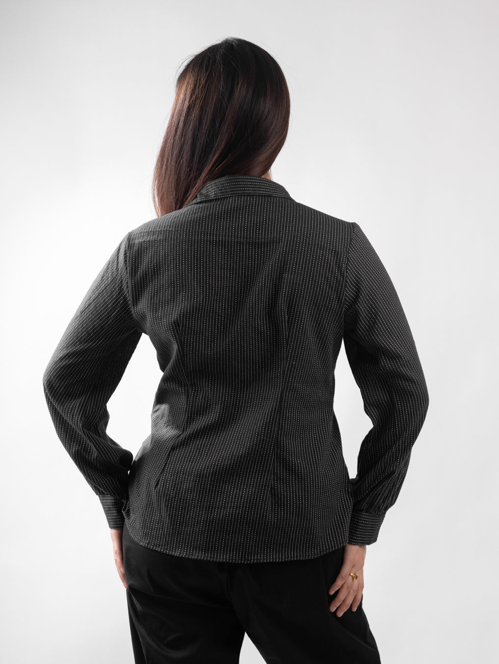 Classic Black Dash Pinstripe Tailored Shirt