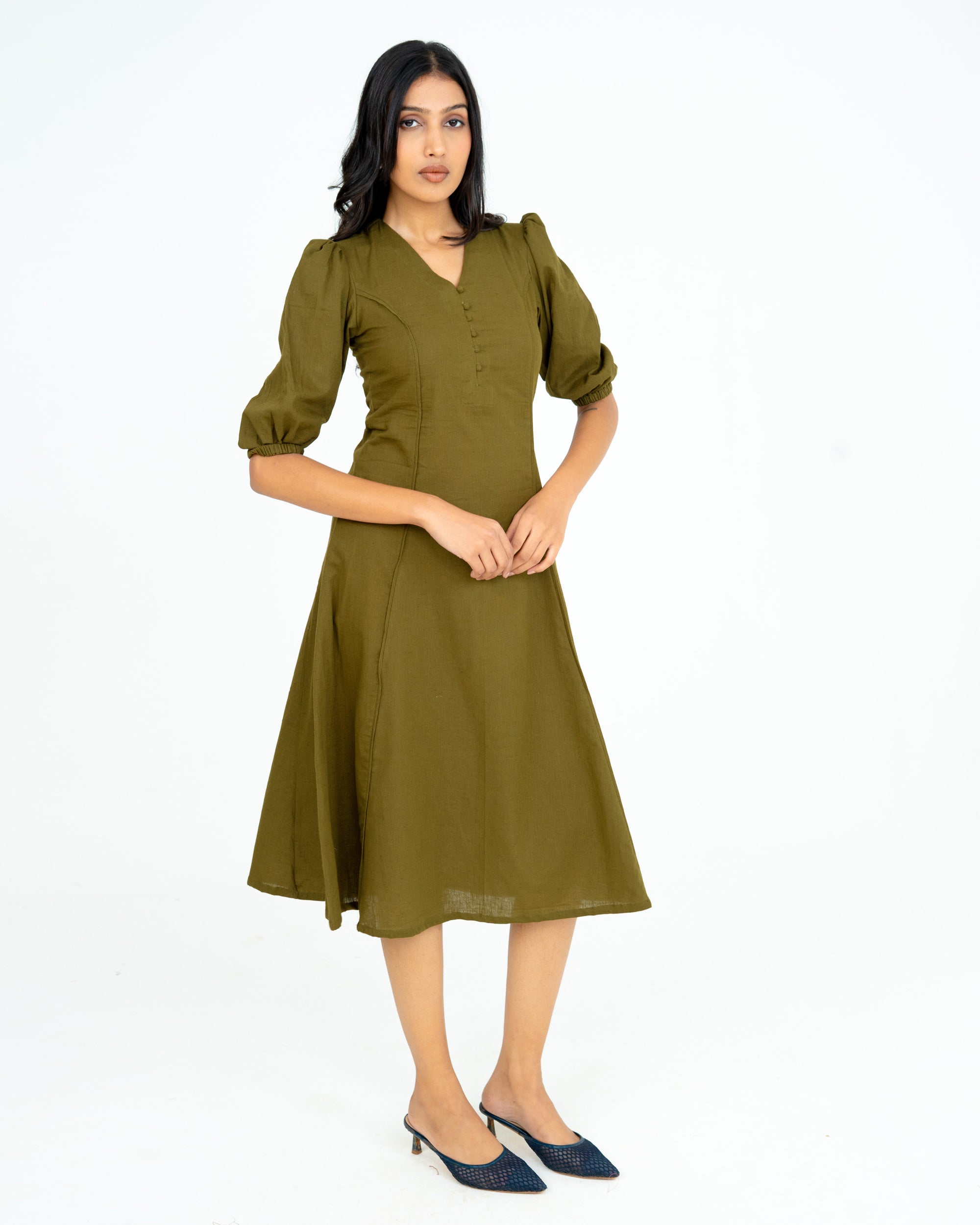 Elin Olive Green Dress