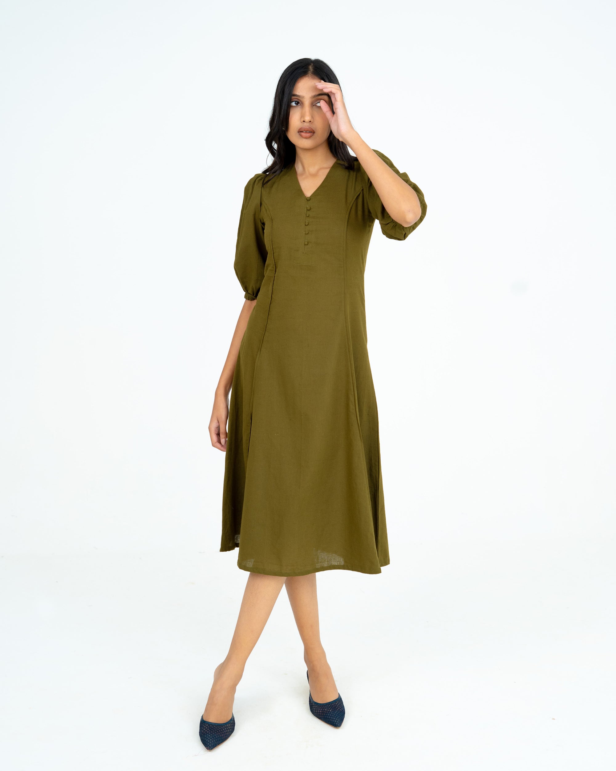 Elin Olive Green Dress