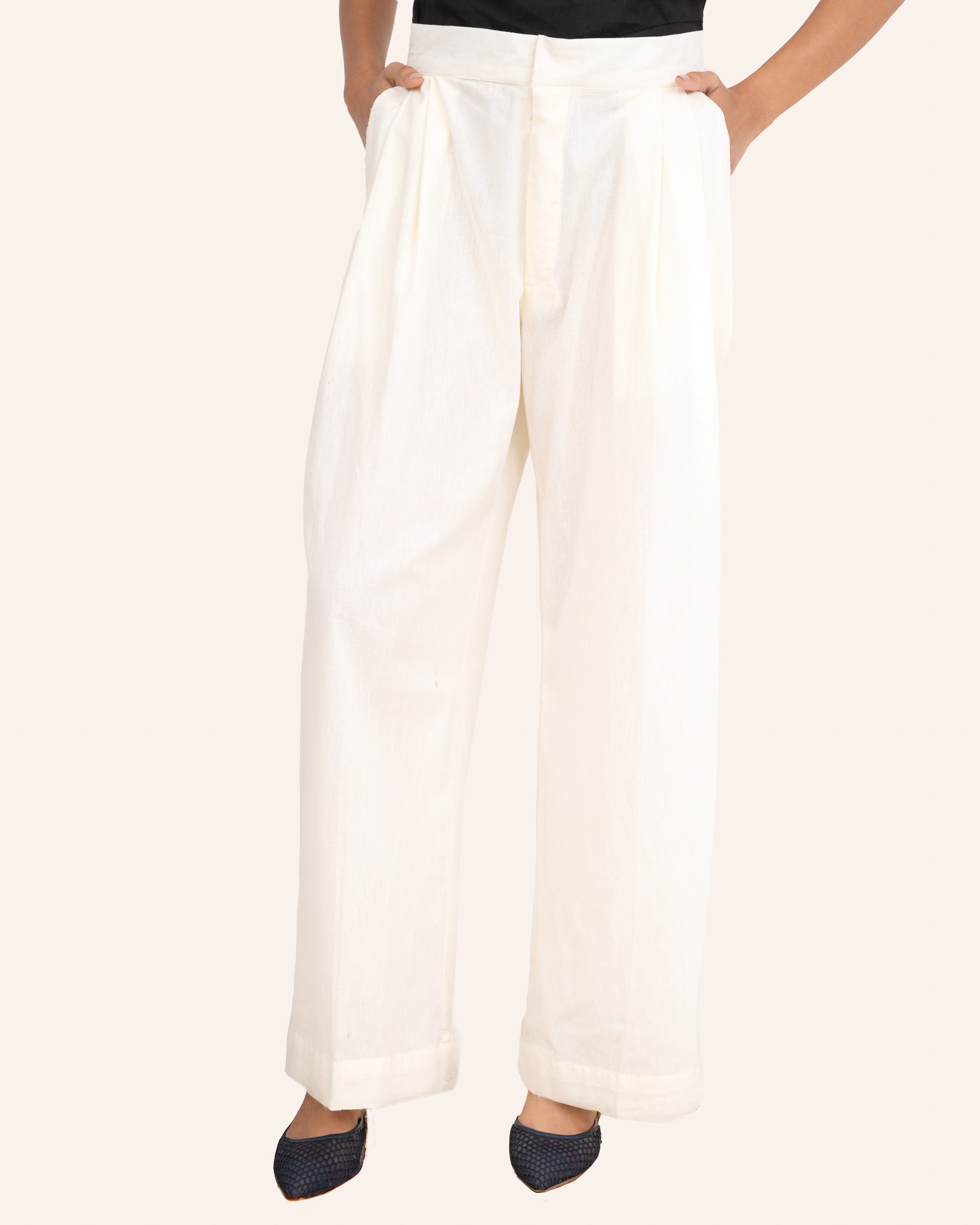 Veda Ivory Pleated Trouser