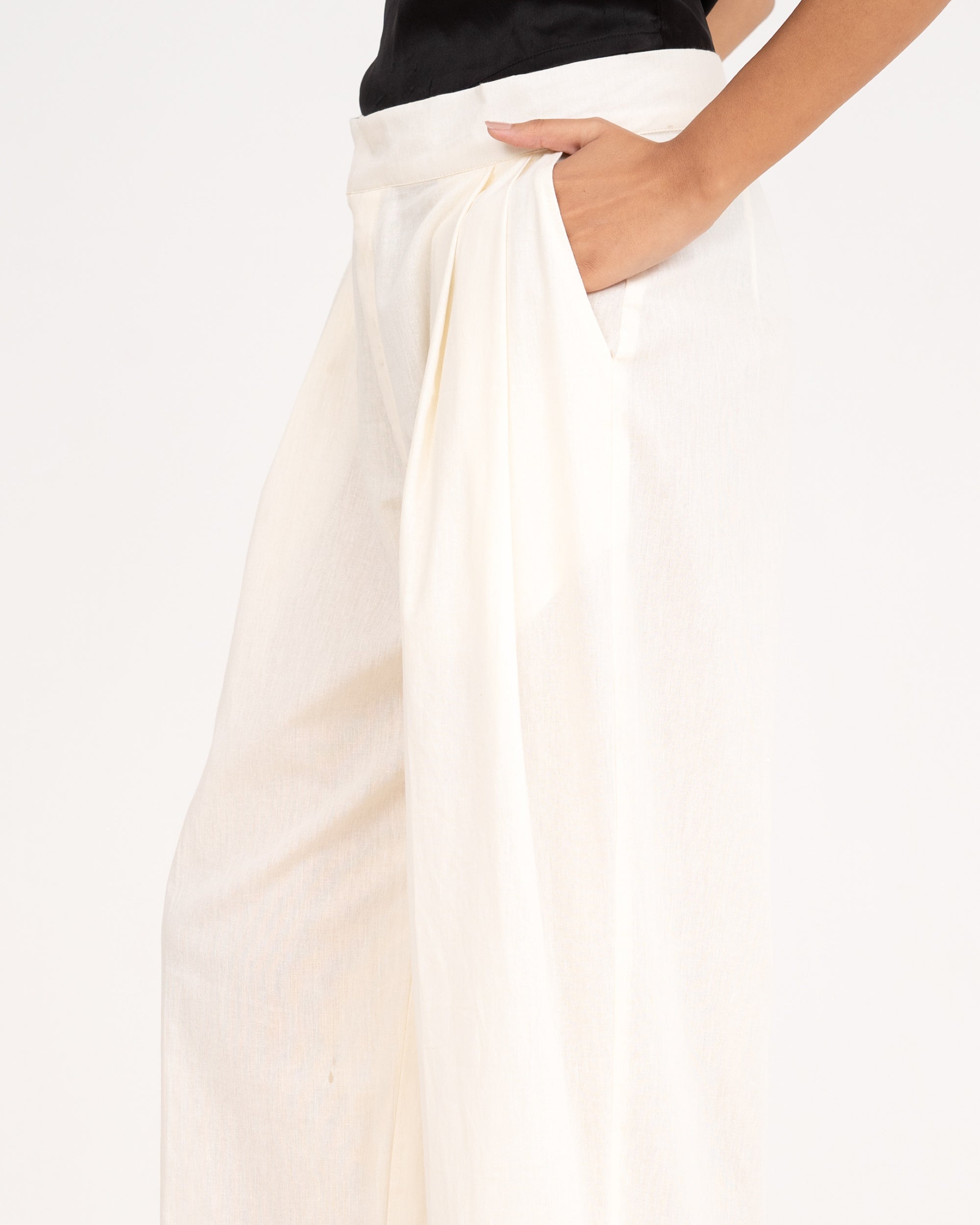 Veda Ivory Pleated Trouser