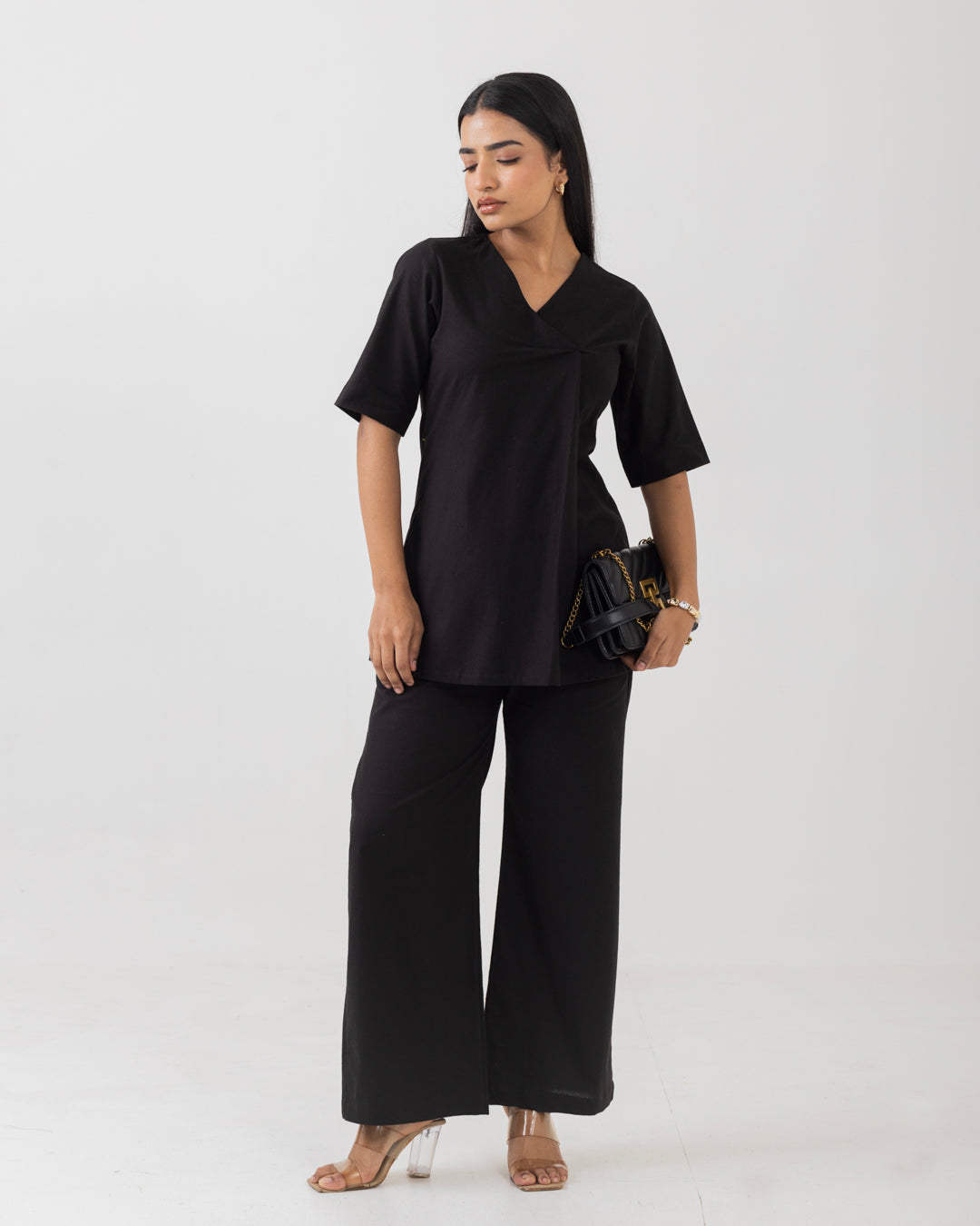 Front Box Pleat Black Co-ord Set