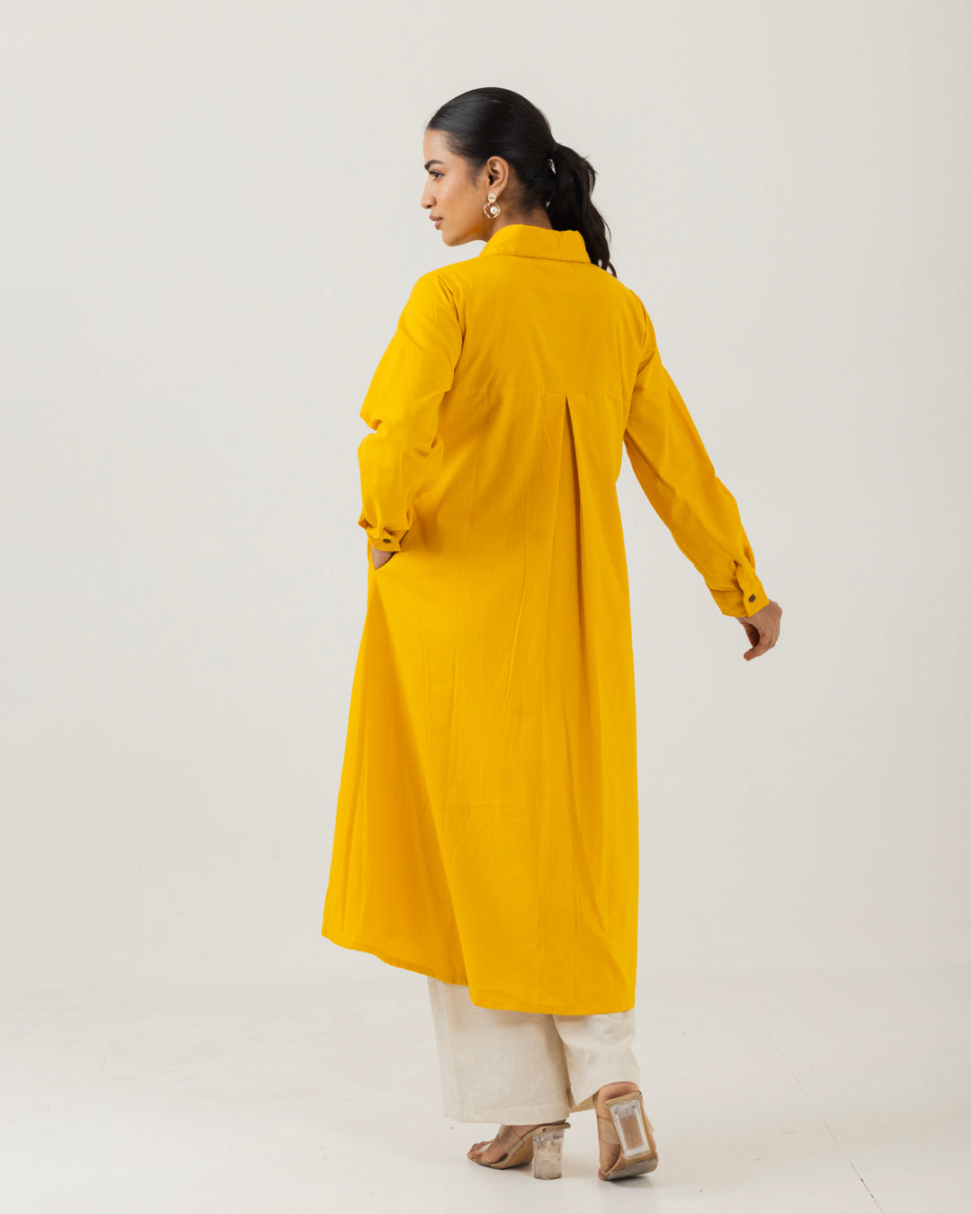 Dawn Yellow Front Open Shirt