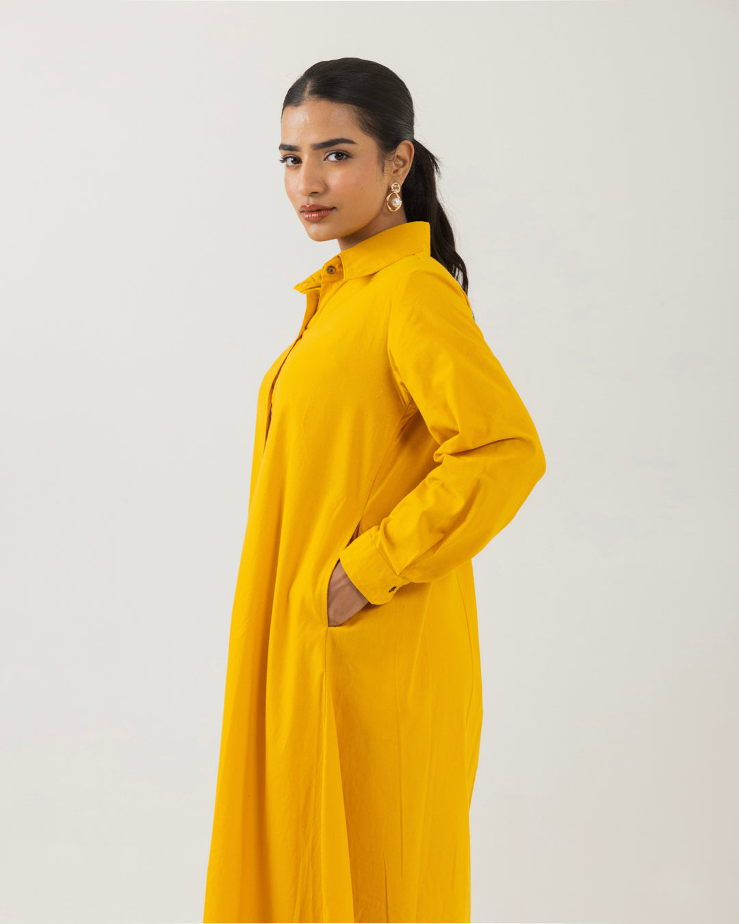 Dawn Yellow Front Open Shirt